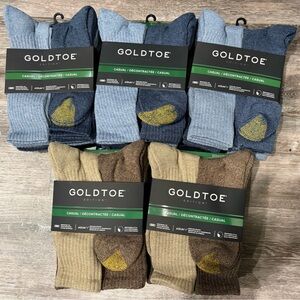 Gold Toe Men's Casual Crew Socks - Light Blue and Tan